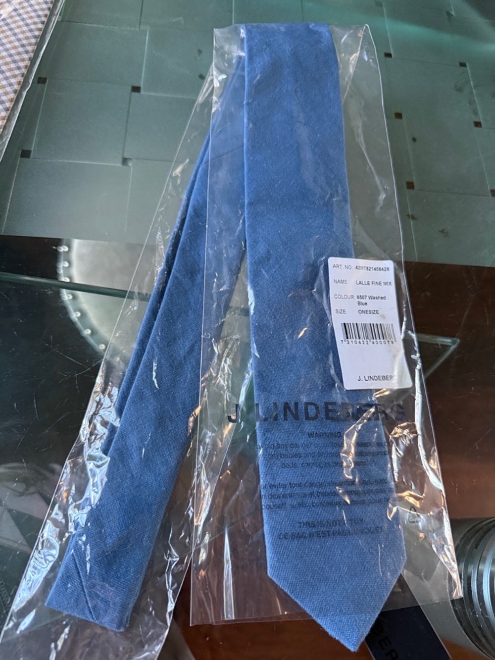 J.Lindeberg Washed Blue Slim Tie